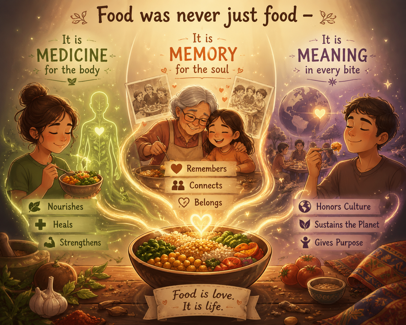 Food as medicine, memory, and meaning in every bite